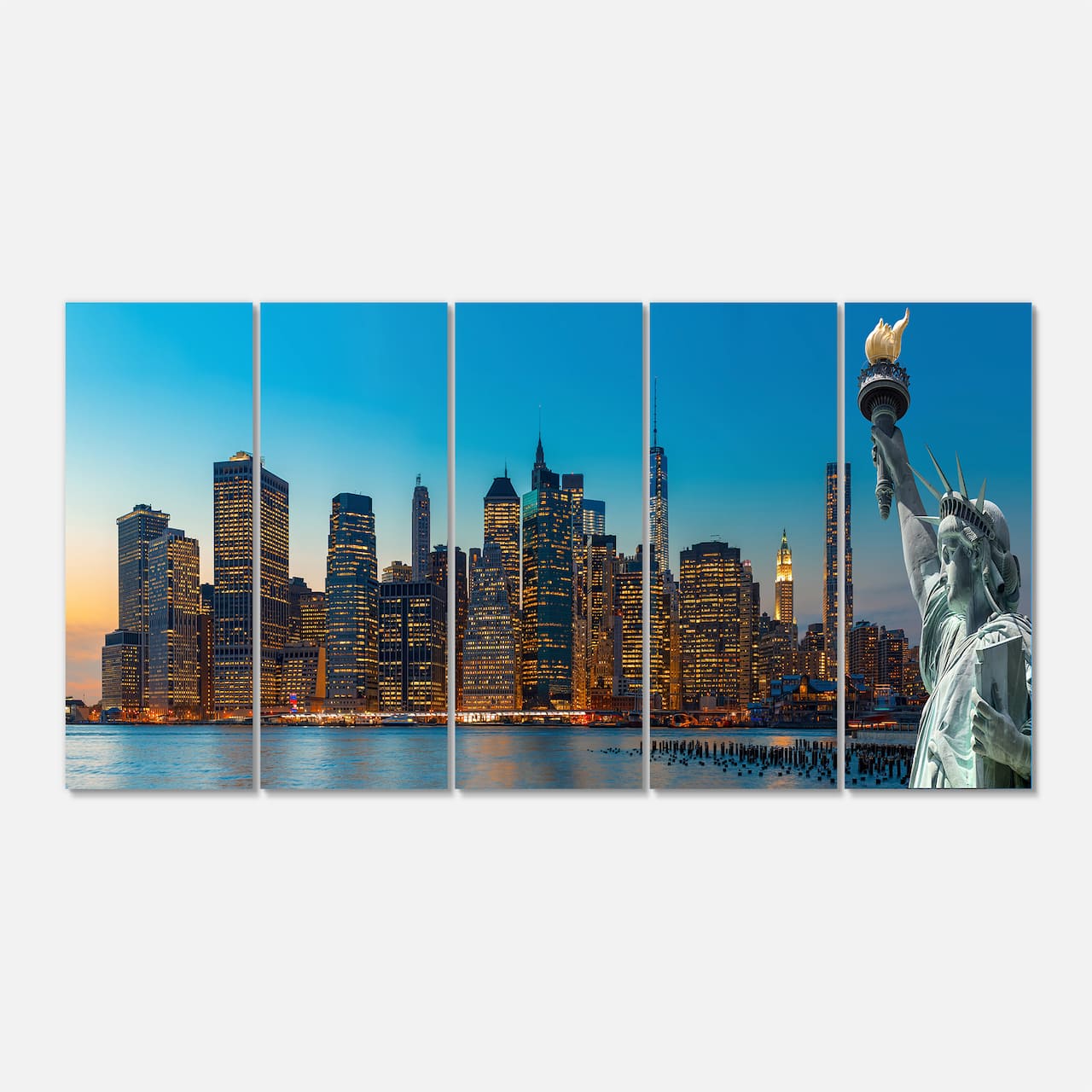Designart - Evening New York City Skyline Panorama - Extra Large Canvas Art Print